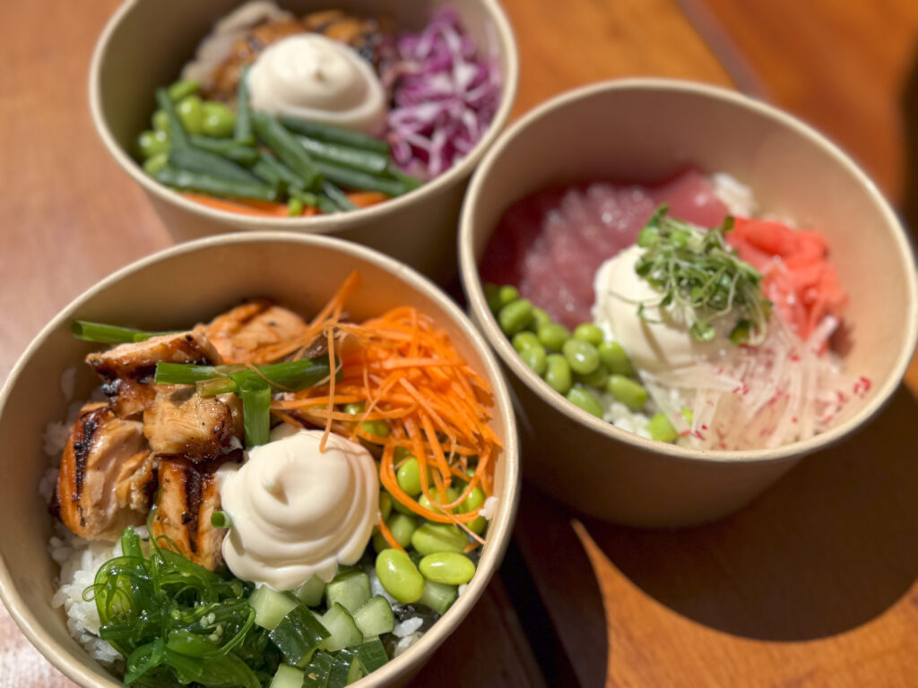 Healthy poke bowl dining at Plantation Island Resort